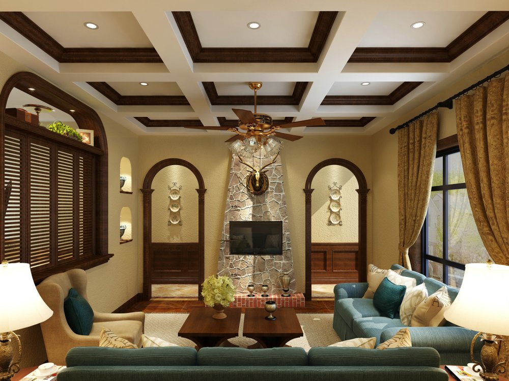 歐美風(fēng)情四居室客廳沙發(fā)裝修圖片-房天下裝修效果圖